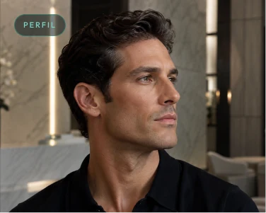 Prótese de mento masculina — perfil definido